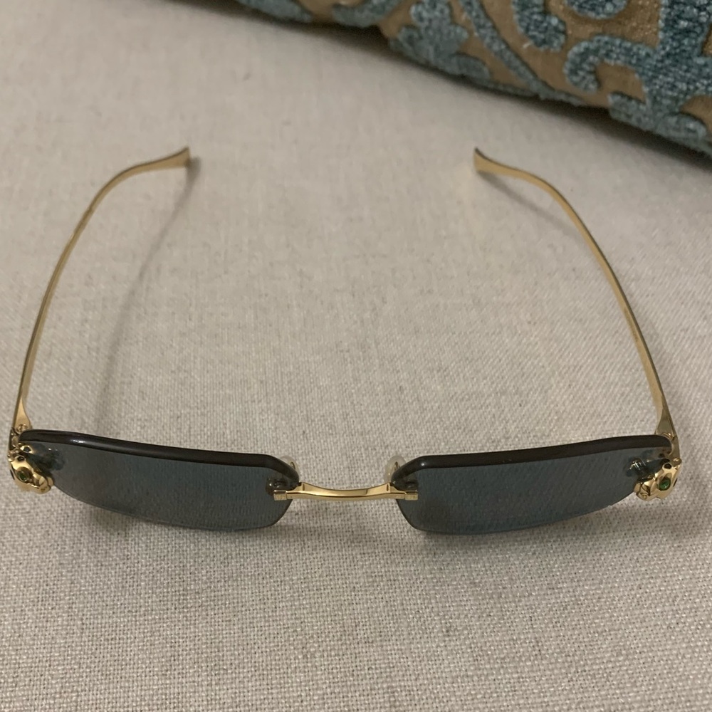 Cartier Panthere Classic 56MM 24K-Gold-Plated Metal Rimless Geometric Sunglasses - Picture 5 of 16